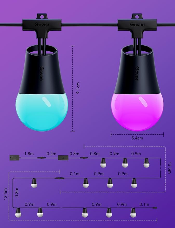 Govee Smart Outdoor String Lights 2, 96ft RGBIC Outdoor Lights - Image 8