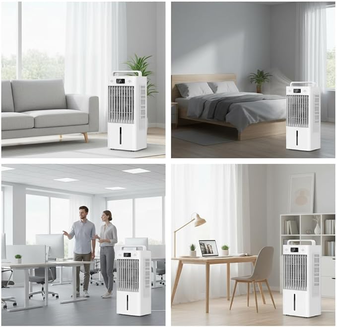 Portable Evaporative Air Cooler, 2.6Gal Touch Screen Cooler Fan - Image 8