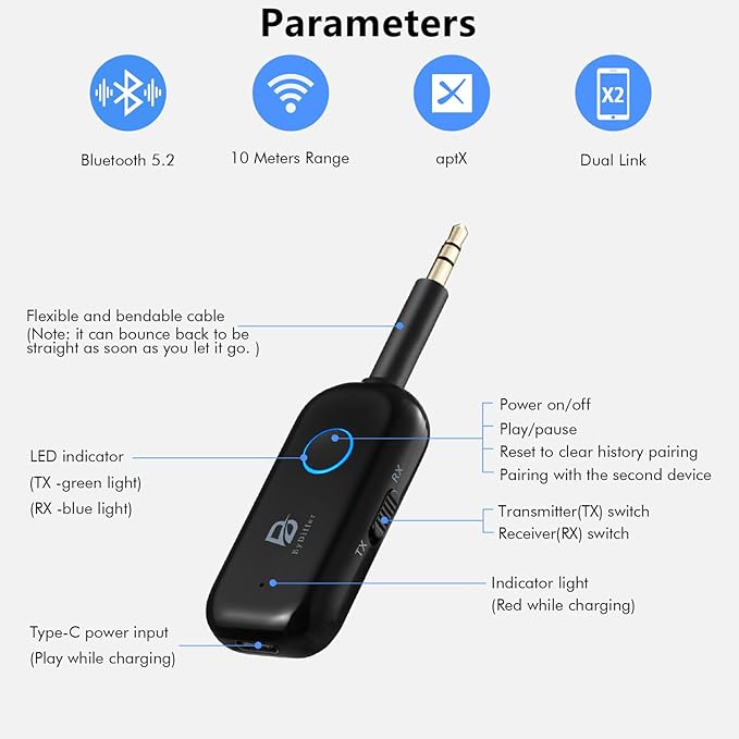 Bluetooth 5.2 Audio Transmitter Receiver - Image 2