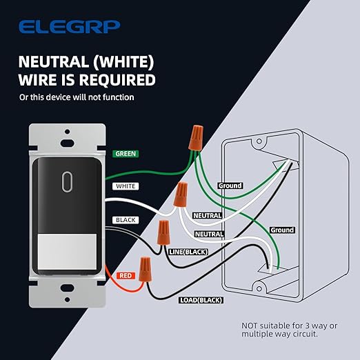 ELEGRP Matte Black Single Pole Occupancy Motion Sensor Light Switch, Need - Image 5