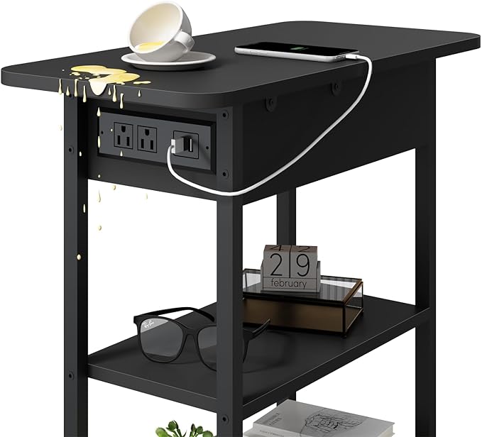 LIDYUK End Table with Charging Station, Nightstands Set of 2 - Image 7
