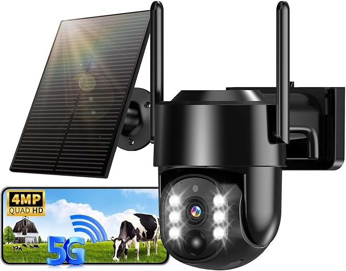 Solar Security Cameras Wireless Outdoor, 5G/2.4G Solar WIFI Cameras by Unknown
