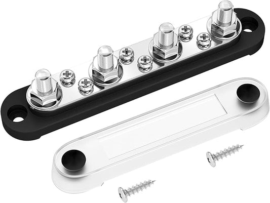 DAIERTEK Negative Bus Bar 12V Marine 4 x 5/16" Terminal Studs 6 x M4 Terminal by DaierTek