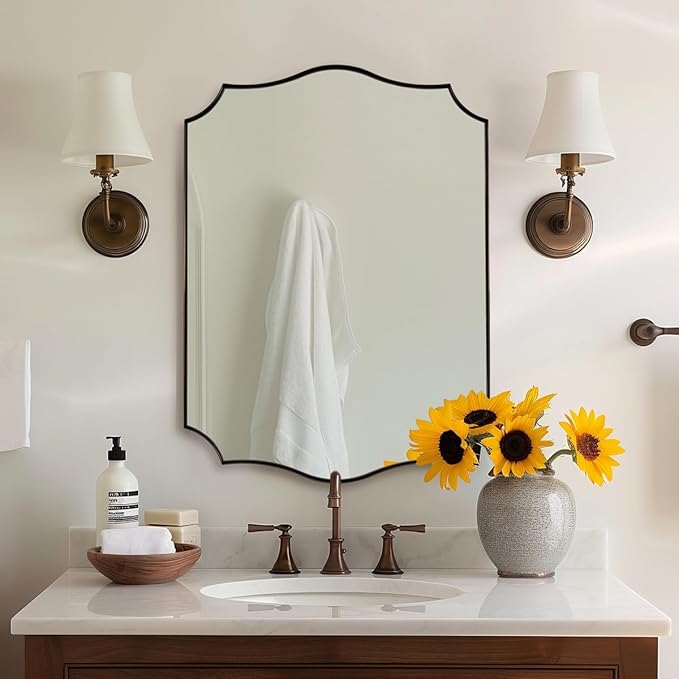 ANDY STAR Brushed Bronze Bathroom Mirror, 22x30 Inch Vanity Mirror, Scalloped by ANDYSTAR
