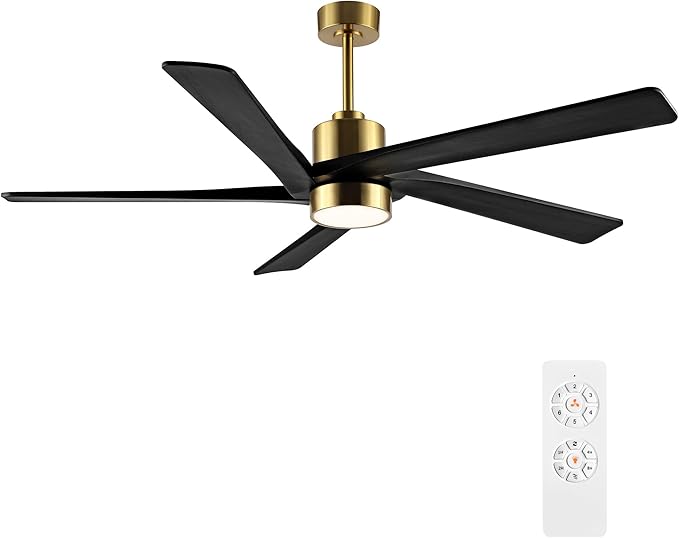 WINGBO 72" DC Ceiling Fan with Lights and 3 Downrods, 5 Carved Wood Blades by HomePage