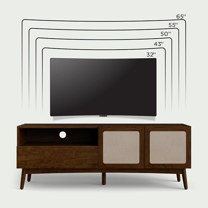 Calista TV Stand 1 Drawer 2 Door – Chestnut Finish Media Console - Image 4