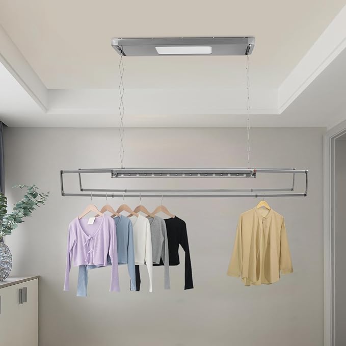 banborba Electric Retractable Airing Rack, Ceiling Mounted Clothes Drying Rack - Image 3