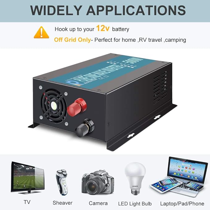 WZRELB Full Power Pure Sine Wave 12V to 120V Dc to AC Power Inverter - Image 6