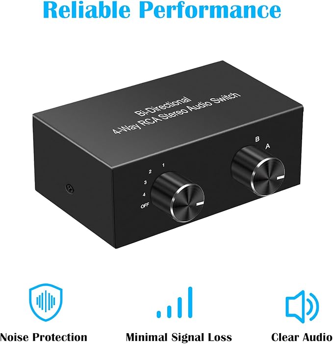 Y.D.F 4-Way Bi-Directional RCA Switch, HiFi AV L/R Sound Channel 2 in 4 Out or - Image 5