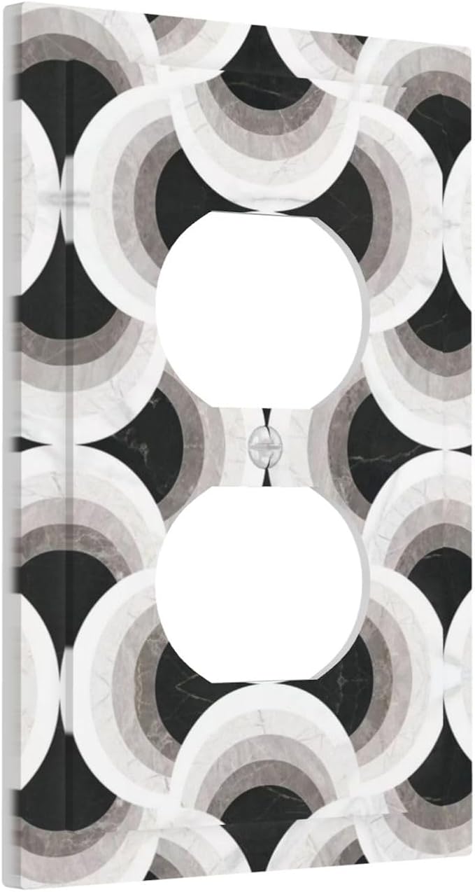 Bvtewkhz Black/White Art Marble Duplex Outlet Decorative Light Switch Covers - Image 2