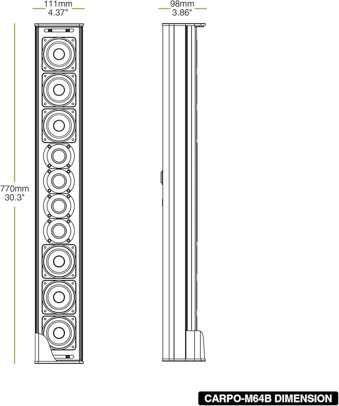 Sound Town Weatherproof Compact Aluminum Line Array Column Speaker - Image 6