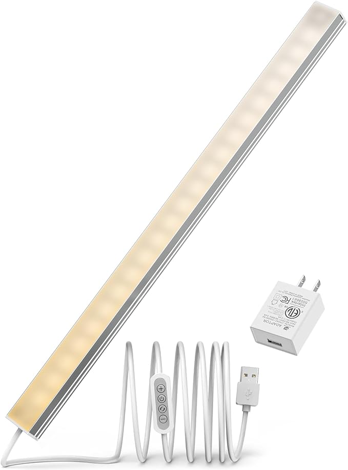 ASOKO LED Under Cabinet Lighting, 3 Color Changing, 14.5in USB Plug-in Under by ASOKO