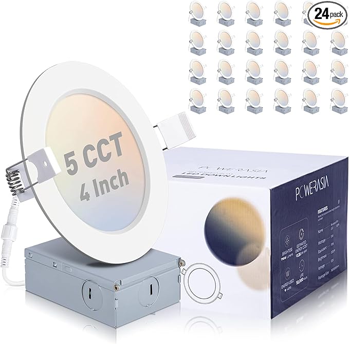 POWERASIA 24 Pack Recessed Lighting 4 Inch by POWERASIA
