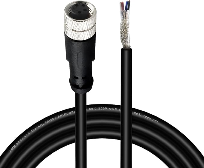 Lonlonty M8 Cable 4 Pin 6.5Ft/2M Female A Coding Circular Connector Cable by Lonlonty