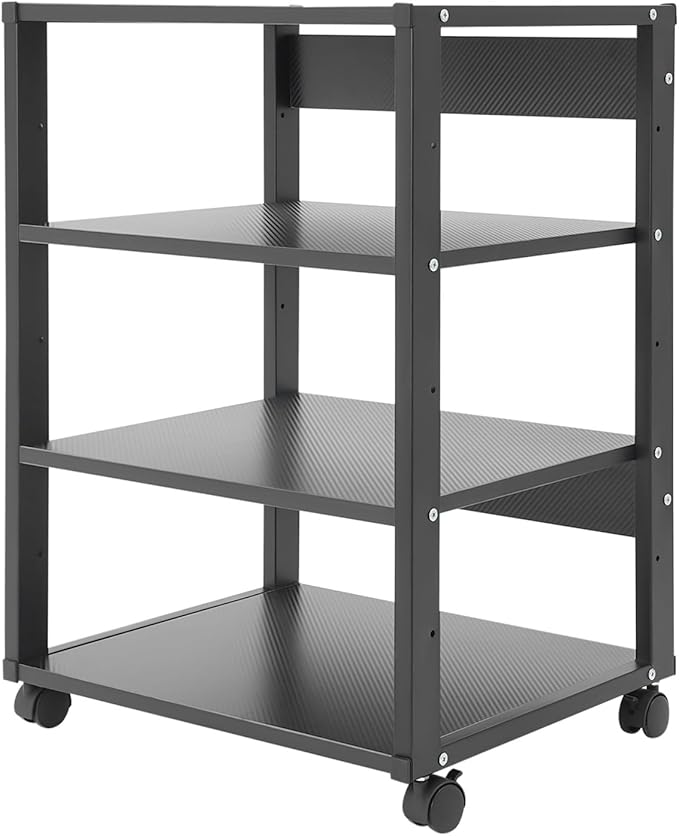 5-Tier AV Media Stand with Universal Wheels, Center Stereo Components Storage - Image 8