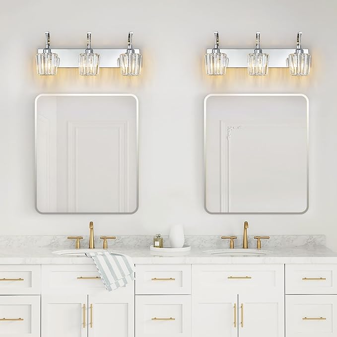 FDPBY Modern Bathroom Vanity Light, 3-Light Chrome Wall Sconce - Image 6