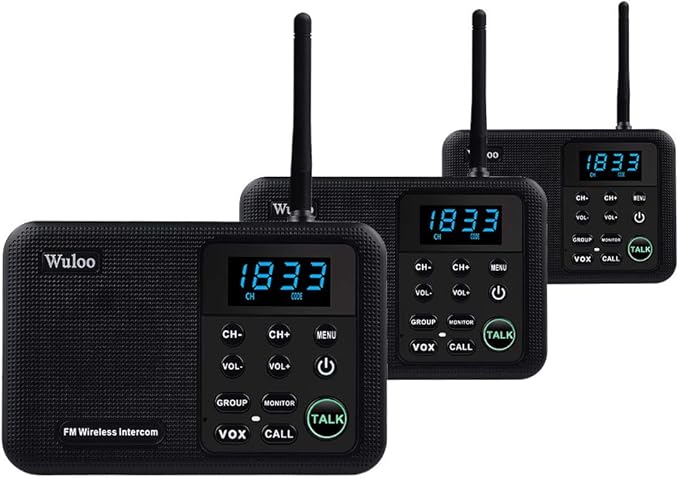 Wuloo Intercoms Wireless for Home 1 Mile Range 22 Channel 100 Digital Code by Wuloo