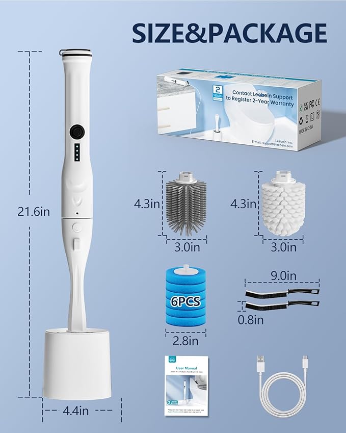 Leebein Electric Toilet Brush and Holder Set, 2025 New Toilet Bowl Scrubber Kit - Image 7