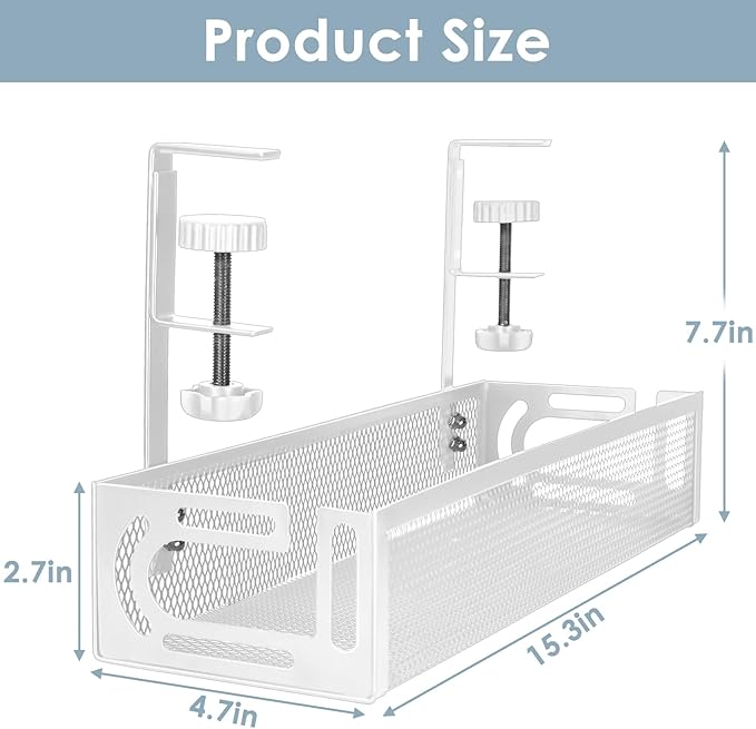 Under Desk Cable Management Tray, Cable Management Under Desk No Drill - Image 2