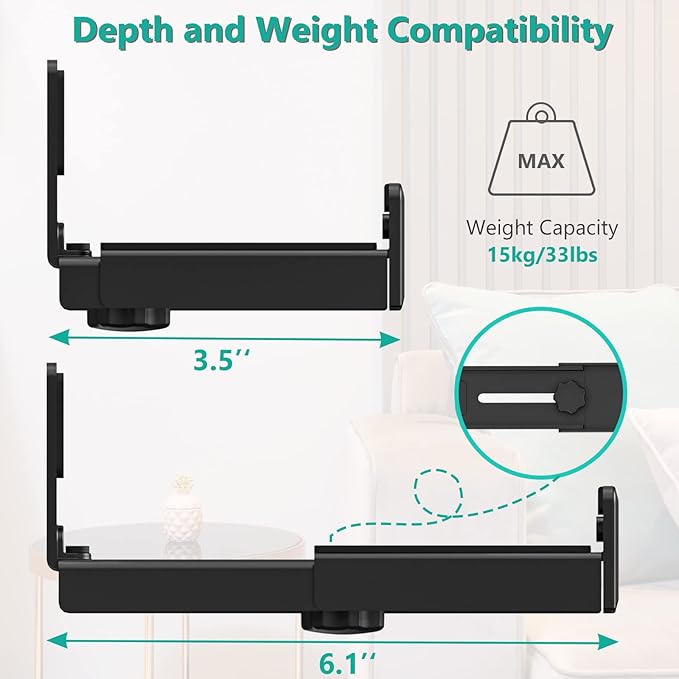 WALI Universal Soundbar Wall Mount, Center Channel Speaker Wall Mount Dual - Image 5