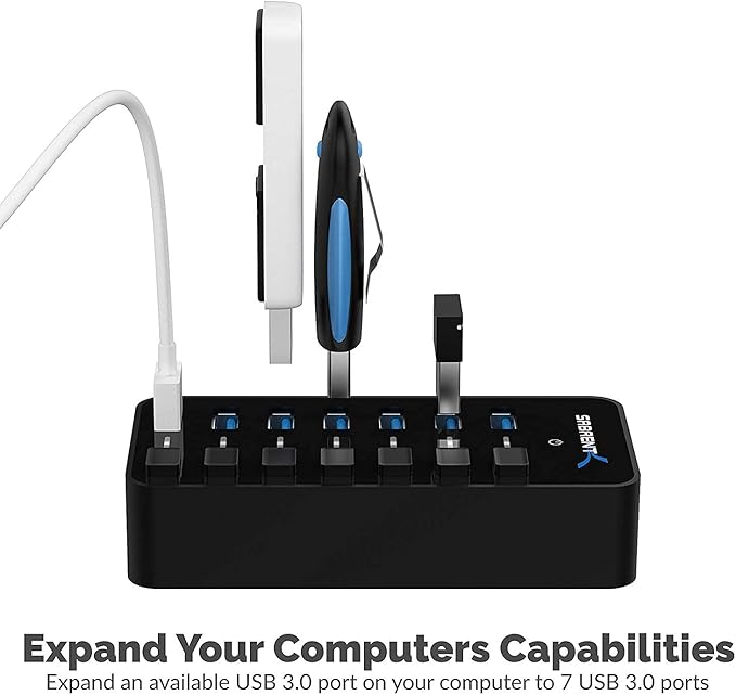 SABRENT 36W 7 Port USB 3.0 Hub - Image 2