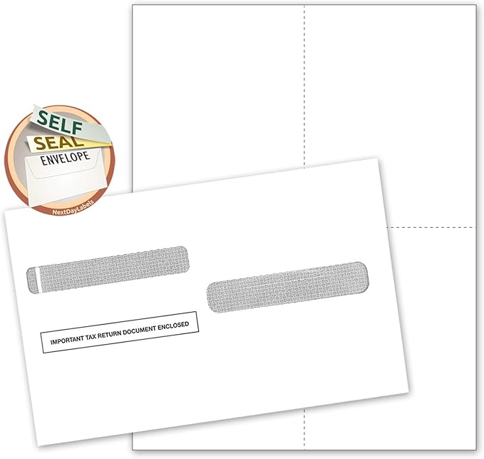 W-2 Forms Blank Paper 4-Up Version"NO Instructions on Back" by NextDayLabels