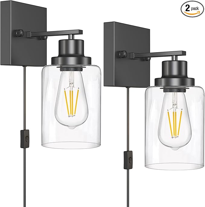 DIKAIDA Plug in Wall Sconces, 2 Pack Wall Lamp, Rustic Plug in Wall Light by DIKAIDALights