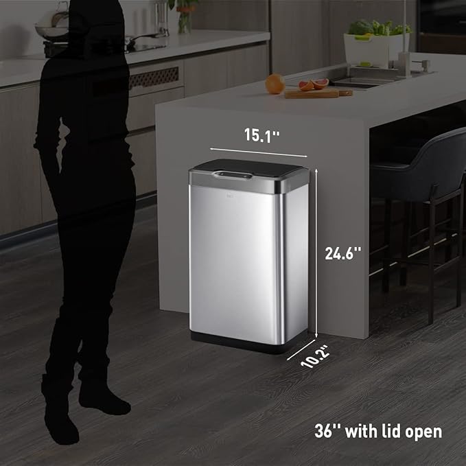 EKO Mirage-T 50 Liter / 13.2 Gallon Touchless Rectangular Motion Sensor Trash - Image 6