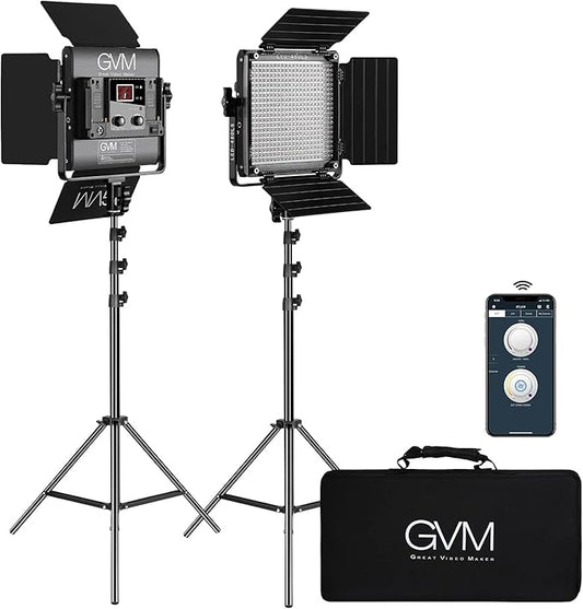 GVM 2 Pack LED Video Lighting Kits by GVMGreatVideoMaker