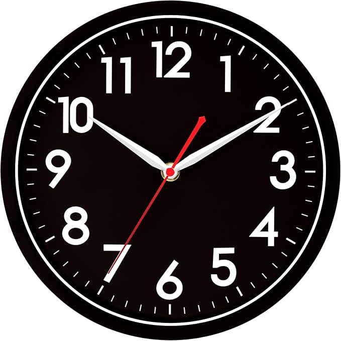 AKCISOT Wall Clock Modern Black Silent Non Ticking Wall Clocks Battery Operated - Image 2