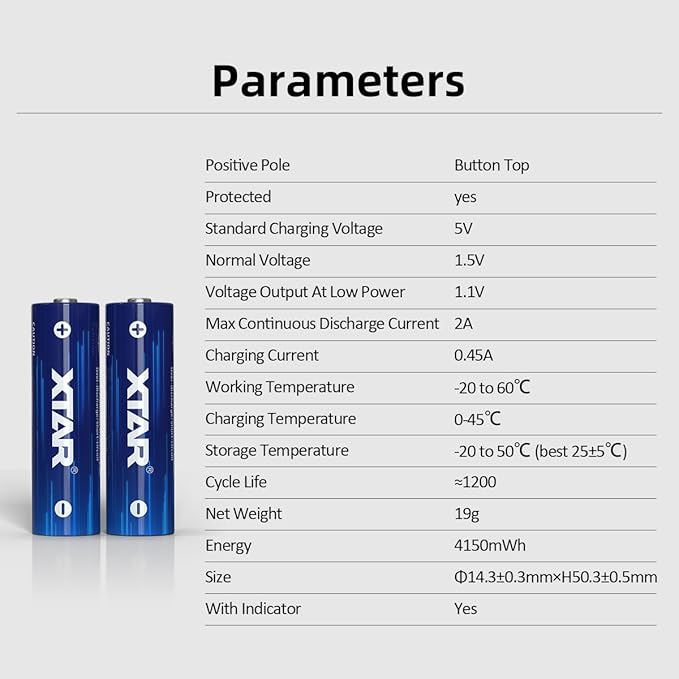 XTAR aa Batteries 1.5V Battery 4150mWh - Image 2