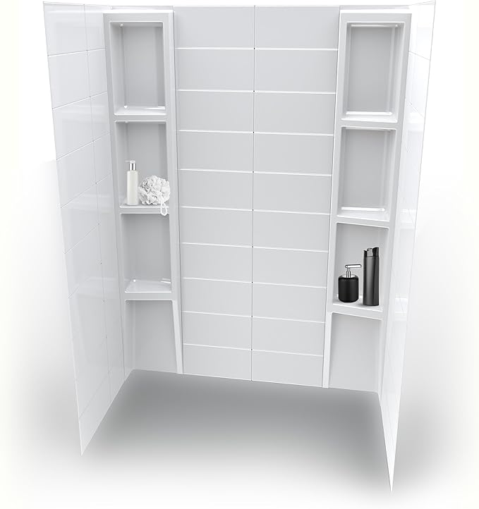 White Acrylic Shower Wall Surround 36"x 60"x 80" by NoahWilliamHome