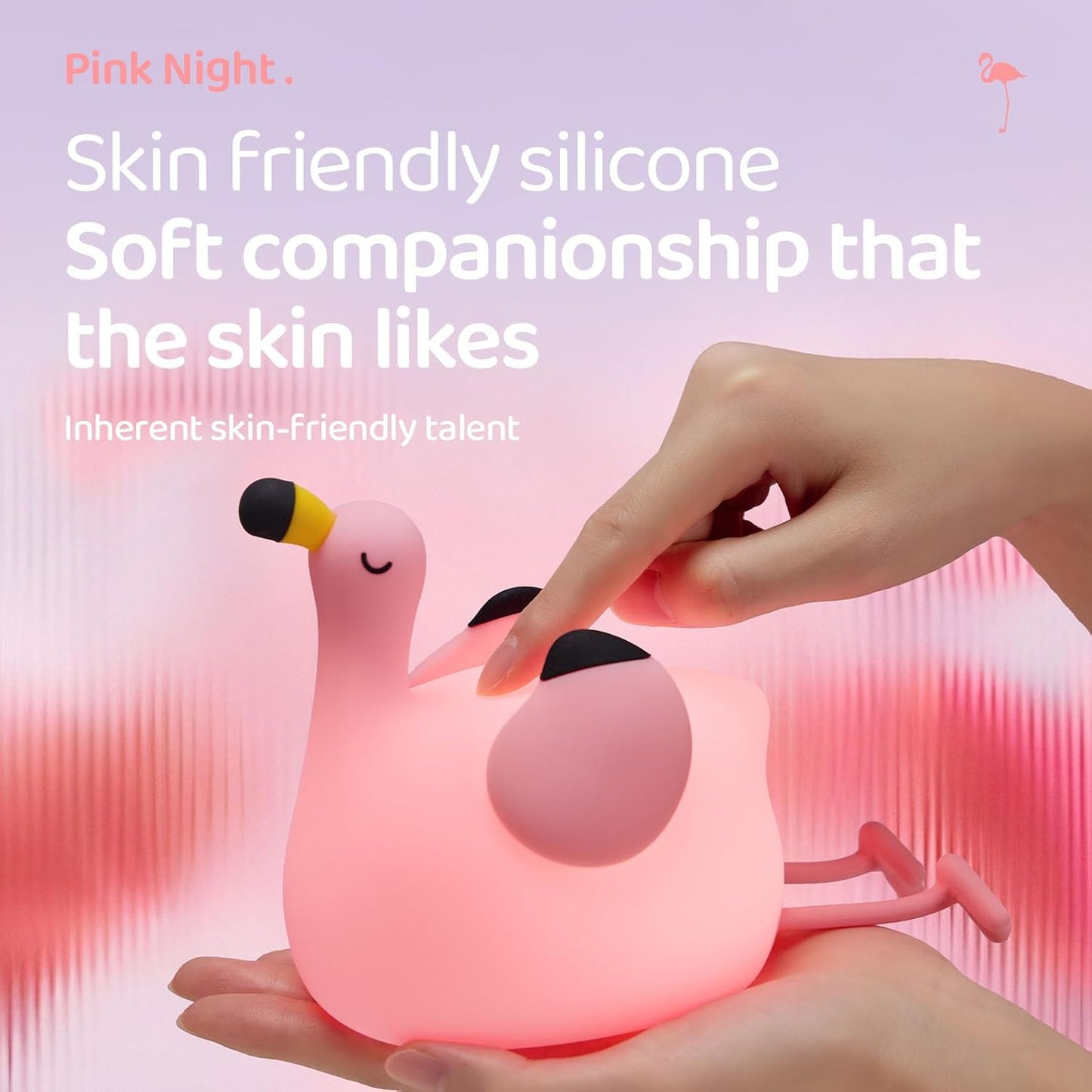 Pink Flamingo Night Light for Kids, Dimmable Silicone LED Baby Nursery Night Light, Funny Nightlight Girls Trendy Gifts, Rechargeable Bedside Lamp Kawaii Pink Decor for Bedroom Home Office
