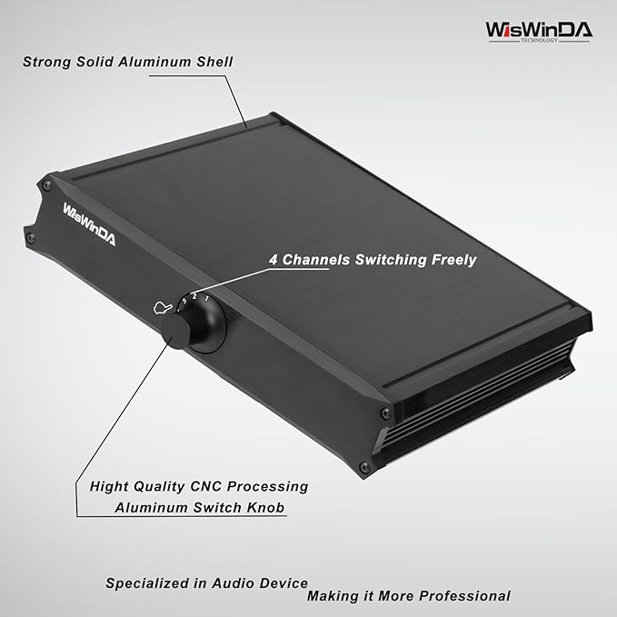 4-in 1-Out Pro RCA Audio Switch Box Audio Converter 4 Channels 1-in 4-Out HiFi - Image 3