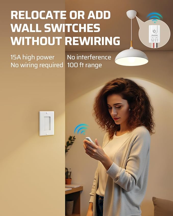 DEWENWILS Wireless Light Switch and Receiver Kit, No Wiring, No Interference - Image 2