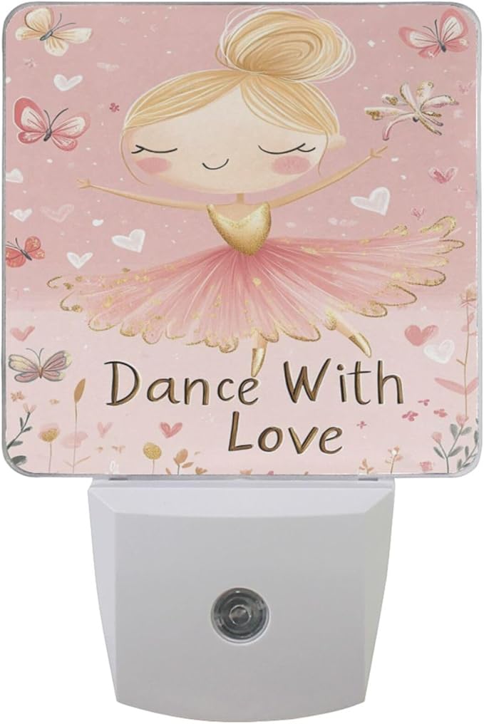 Pigsaly Led Night Light Ballerina Girl Gold Butterfly Night Light Plug in Wall by Pigsaly