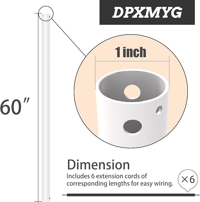 DPXMYG 60 inch Ceiling Fan Downrod - Image 2