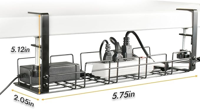 Under Desk Cable Management Tray No Drill 2pack Kit- 15.7'' Long 5.1'' Wide Tray - Image 5