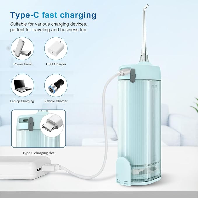 JNGOODS Mini Portable Water Flosser Oral Irrigator Water Teeth Cleaner Pick - Image 5
