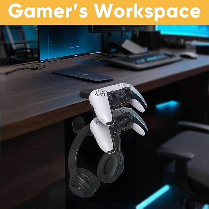 3 in 1 Under Desk Headphone Hanger - Image 4