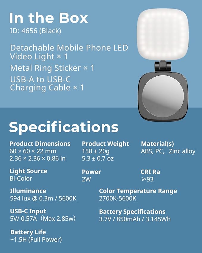 SmallRig Magnetic Selfie Light for iPhone, Phone Light - Image 9