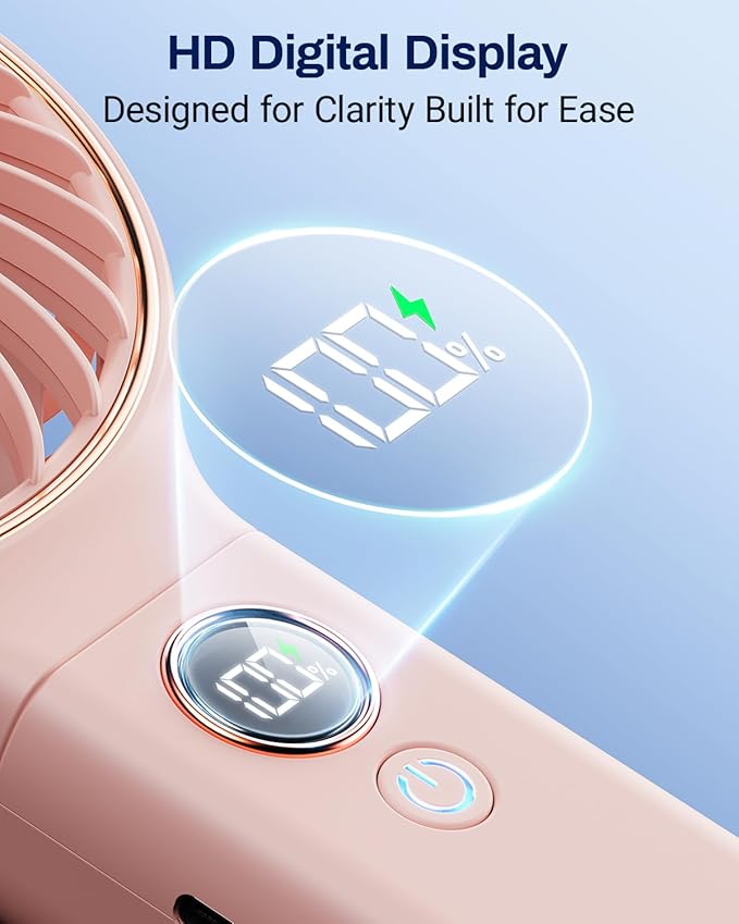 SWEETFULL Handheld Portable Fan, 5000mAh Rechargeable Battery, 6 Speed Wind - Image 4