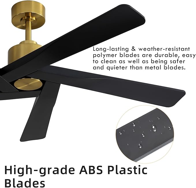 WINGBO 54" ABS DC Ceiling Fan No Light, 5 Blade ABS Plastic Ceiling Fan - Image 6
