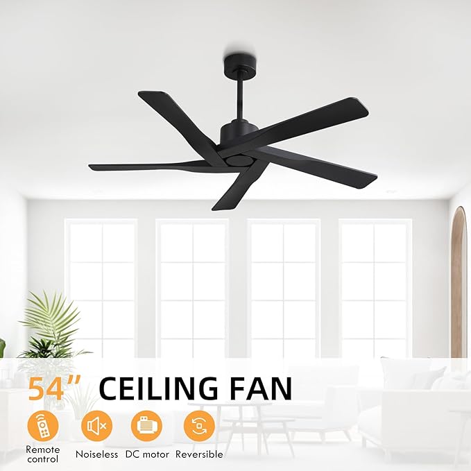WINGBO 54" ABS DC Ceiling Fan No Light, 5 Blade ABS Plastic Ceiling Fan - Image 7
