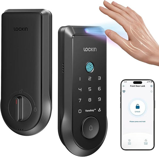 Lockin Veno Smart Lock, Palm Vein Recognition, Built-in Wi‑Fi, Palm Vein & by LOCKIN