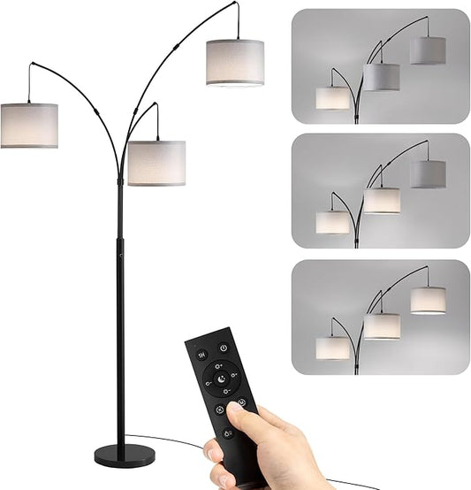 Fansdrick Floor lamp with Remote, 3 Light Arc Floor Lamps by Fansdrick