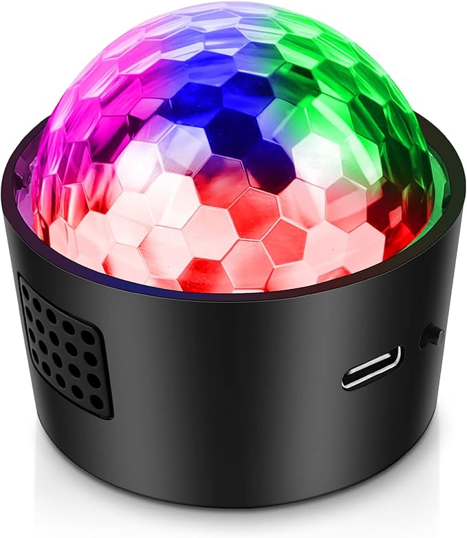 Wiwreenm Mini Disco Ball Light, Rechargeable Party Lights, Sound Activated by wiwreenm