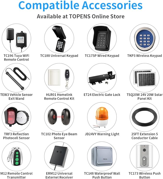 TOPENS A8132 Dual Swing Gate Opener Heavy Duty Automatic Gate Motor - Image 8