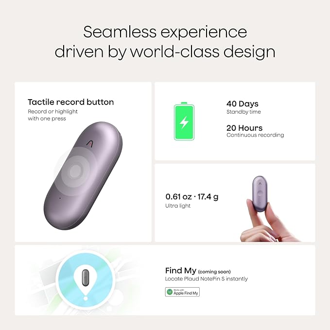 Plaud NotePin S AI Voice Recorder, Wearable AI Notetaker, AI Transcribe & - Image 7