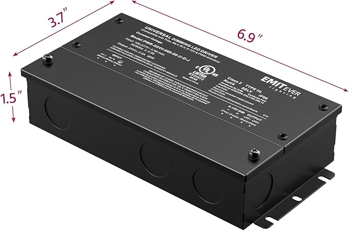 EMITEVER 60W Dimmable LED Driver, 24V Triac Dimmable Power Supply, AC to DC - Image 3